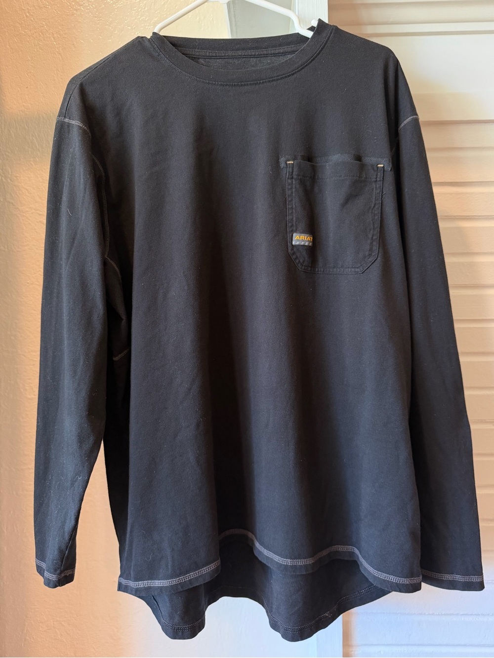 Ariat Rebar Long Sleeve Pocket Tee in Black Size XL Cotton Blend
